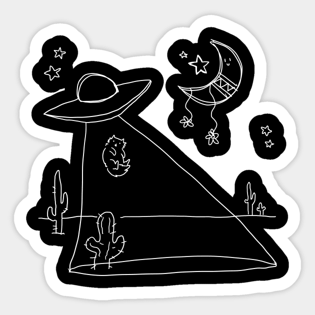 UFO Abducting a Cat Sticker by saradaboru